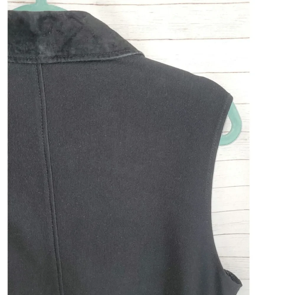 VINTAGE GANTOS 100% SUEDE LEATHER RIBBED FULLED ZIP VEST IN BLACK, SZ XL